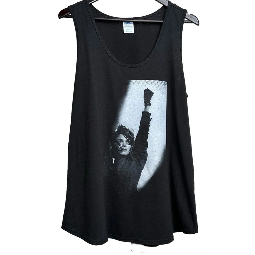 Janet Jackson Tank Top Size XL Rhythm Nation Women's Black Escapade 1812 - Picture 1 of 6